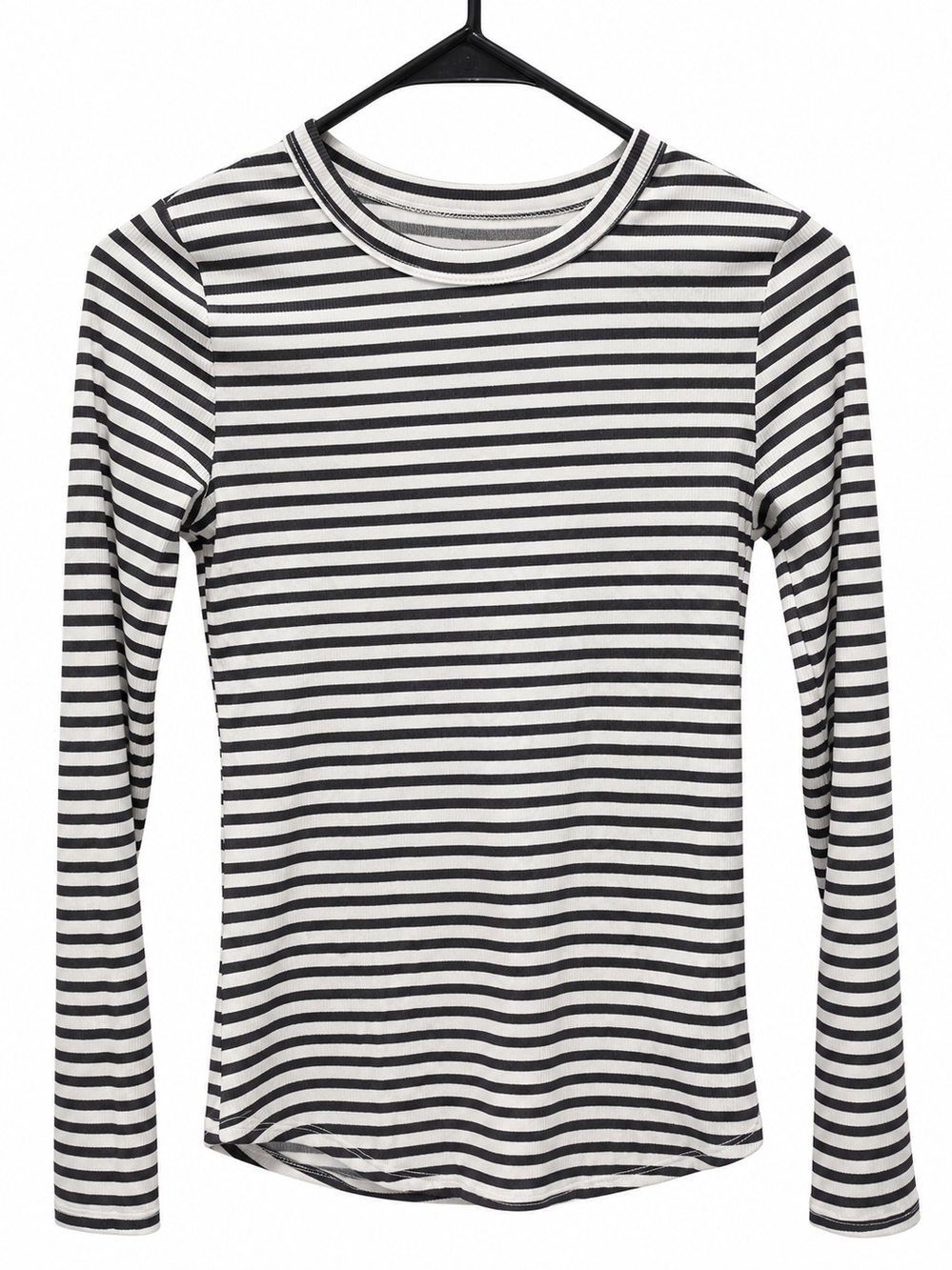No Boundaries Black & White Striped Long-Sleeve Tee